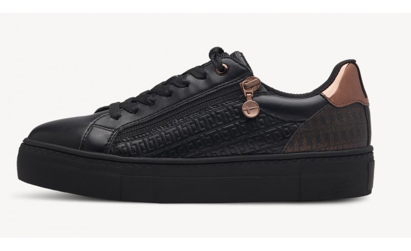 Tamaris μαύρο sneaker με ροζ χρυσές λεπτομέρειες 1-23313-41 096 Sneakers